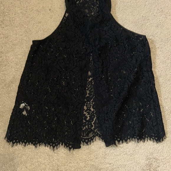 L’AGENCE Daisie black button down lace blouse sz Lg - Picture 6 of 7